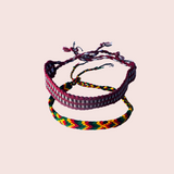 2 Rasta Friendship Bracelet Set Jamaican Reggae Roots Woven Cotton Boho Festival