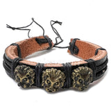 3 Lion Face Bracelet Cuff Rastafari Irie Reggae Jamaica Hawaii Vibes Adjustable