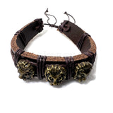 3 Lion Face Bracelet Cuff Rastafari Irie Reggae Jamaica Hawaii Vibes Adjustable