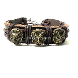 3 Lion Face Bracelet Cuff Rastafari Irie Reggae Jamaica Hawaii Vibes Adjustable