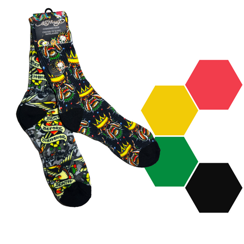 Ed Hardy Men's 2 Pair Cushioned Crew Socks Black Shoe 6-12 M/L