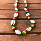 Rasta Shell Necklace Jamaica Reggae Hawaii Marley Rasta 18"