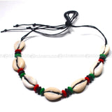 Rasta Shell Necklace Jamaica Reggae Hawaii Marley Rasta 18"