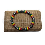Hematite Rasta Color Stretch Fit Jamaica Bracelet Conscious Vibe Africa Love
