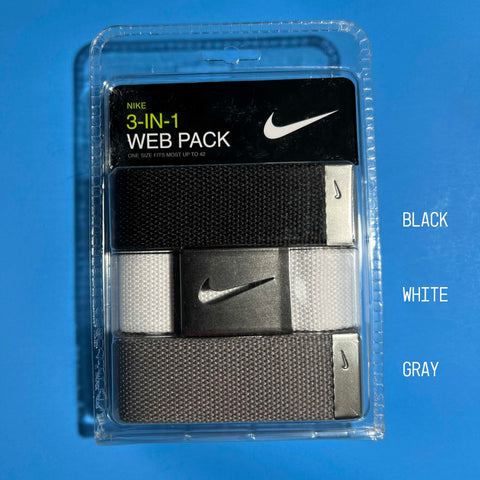 Nike Belt Men's 3 in 1 Web Pack Golf Belts Men's Black White Gray One Size Fit