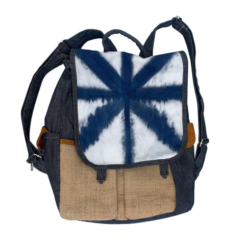 Handmade Blue Jeans Burlap Backpack Bag Beach Bags Surfer Bag Hawaii Jamaica