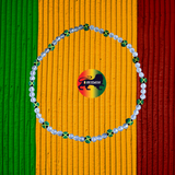 Jamaica Fimo Bead Clear Faceted Bead Necklace Reggae Rasta Necklaces 20"