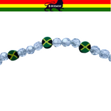 Jamaica Fimo Bead Clear Faceted Bead Necklace Reggae Rasta Necklaces 20"