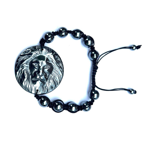 Hematite Large Lion Face Bracelet Bobo Rasta Reggae Cool Runnings One Size Fit
