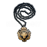 Lion Crown Bead Necklace Africa Rasta Reggae Jamaica Bob 8 MM Beads 32"