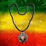 Lion Crown Bead Necklace Africa Rasta Reggae Jamaica Bob 8 MM Beads 32"