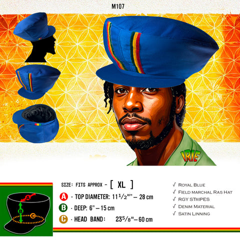 Rasta Cap Hat Africa Reggae Rastafari Dubwise Jamaica Negus Marley XL 60 cm