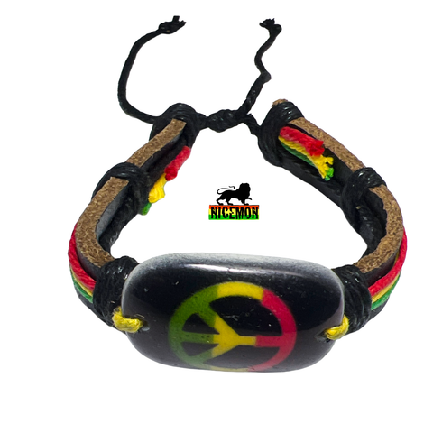 Peace Bracelet Cuff Rastafari Reggae Jamaica Irie Jewelry Adjustable Unisex Gift