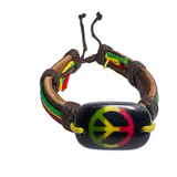 Peace Bracelet Cuff Rastafari Reggae Jamaica Irie Jewelry Adjustable Unisex Gift