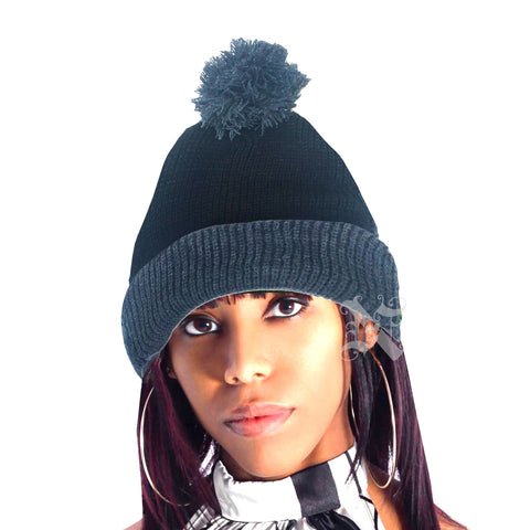 Pom Pom Knit Hat Cuffed Beanie Tam Bonet Hat Casual Cap Knit Winter Men Women