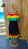 Jamaica Rasta Roots Ladies Empress Short Dress Long Back Reggae 1 Size Fit