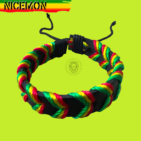 Rasta String Leather Wrist Band Bracelet Hippie Hawaii Surfer Reggae Marley