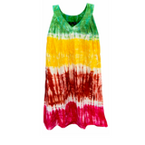Tie Dye Dresses Women Ladies Beach Hawaii Jamaica Cotton Midi Dress Free Size