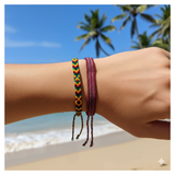 2 Rasta Friendship Bracelet Set Jamaican Reggae Roots Woven Cotton Boho Festival