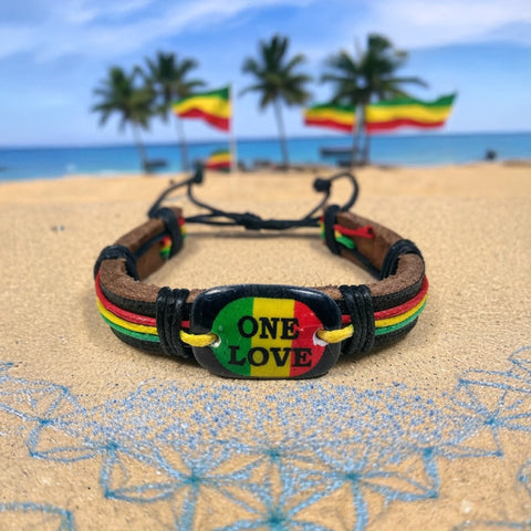 One Love Emblem Wrist Bracelet Sweet Jamaica Bob Reggae RGY BAND ONE LOVE
