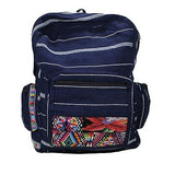 Cotton Blue Stripe Jeans Backpack Embroider Tapestry Bag Hippie Boho Cotton 15"