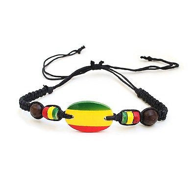 Rasta Flag Vibration Leather Wrist Bracelet Hippie Negril Dub Reggae Marley RGY
