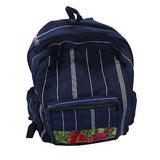 Cotton Blue Stripe Jeans Backpack Embroider Tapestry Bag Hippie Boho Cotton 15"