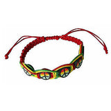 Rasta Leather Bracelet Red Gold Green Peace Sign One Love Jamaica Reggae Marley
