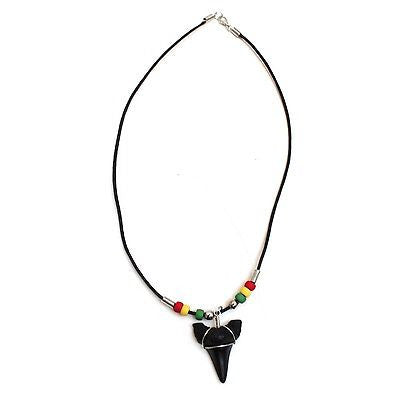 Shark's Tooth Rasta Roots Pendant Necklace Reggae Hawaii Africa Rastafari 18"