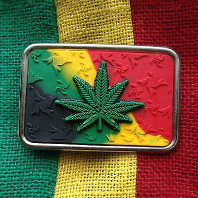 Cannabas Belt Buckle Rasta Rastafari Selassie Marley Weed Belt Buckle Irie 3.25"