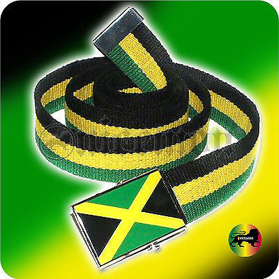 Jamaica Cavas Belt Flag Buckle Rasta Rastafari Kingston Usain Marley Irie 48"