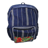 Cotton Blue Stripe Jeans Backpack Embroider Tapestry Bag Hippie Boho Cotton 15"