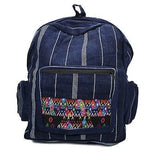 Cotton Blue Stripe Jeans Backpack Embroider Tapestry Bag Hippie Boho Cotton 15"