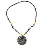 Hematite Necklace Pendent Rastafari Jah Love Rasta Jamaica Reggae Bob Rasta IRE