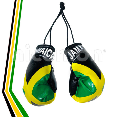 Caribbean Flag Boxing Gloves Car Rearview Ornament Irie Kingston Reggae Irie 4"