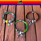 Jamaica Bahamas Rasta Dangle Charm Braided Bracelet Magnet Closure 1 SZ FIT