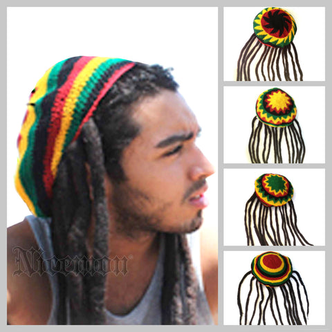 Rasta Dreadlocks Dread Wig Hat Tam Rastafari Costume Jamaica Reggae Marley 1LOV
