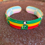 Rasta Hard Plastic Weed Leaf Bracelet Rastafari Bangle Jamaica Reggae Irie VIBES