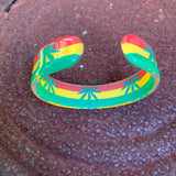 Rasta Hard Plastic Weed Leaf Bracelet Rastafari Bangle Jamaica Reggae Irie VIBES
