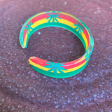 Rasta Hard Plastic Weed Leaf Bracelet Rastafari Bangle Jamaica Reggae Irie VIBES