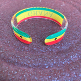 Rasta Hard Plastic Weed Leaf Bracelet Rastafari Bangle Jamaica Reggae Irie VIBES
