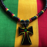 Rasta Ankh Cross Coconut Thick Necklace Rastafari Reggae Jamaica Marley 32" 8 mm