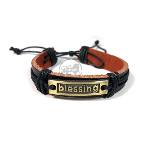 Blessings Emblem Cuff Bracelet Peace Vibes Adjustable One Size Jewelry Gift