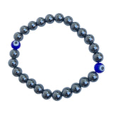 Hematite Stretch Ball Bracelet Evil Eye Protection Hippie Hobo 4mm / 5mm 1SZ