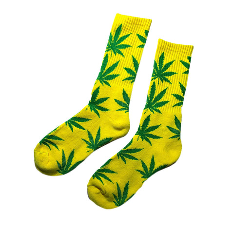 1 Pair Casual Crew Socks Multiple Colors Weed Leaf Ganja Hip Hop Rasta SZ 10-13