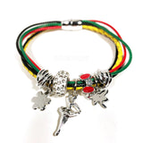 Jamaica Bahamas Rasta Dangle Charm Braided Bracelet Magnet Closure 1 SZ FIT