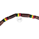 Rasta Coco & Brown Bamboo Necklace Jamaica Hawaii Bahamas Reggae Irie 8mm 20"