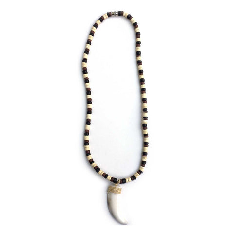 Rasta Coconut Beads Necklace Choker Tiger Tooth Marley Reggae 18"/46 cm 3-4ml