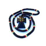 Rasta Ankh Cross Coconut Thick Necklace Rastafari Reggae Jamaica Marley 32" 8 mm