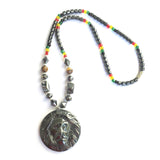 Hematite Necklace Pendent Rastafari Jah Love Rasta Jamaica Reggae Bob Rasta IRE